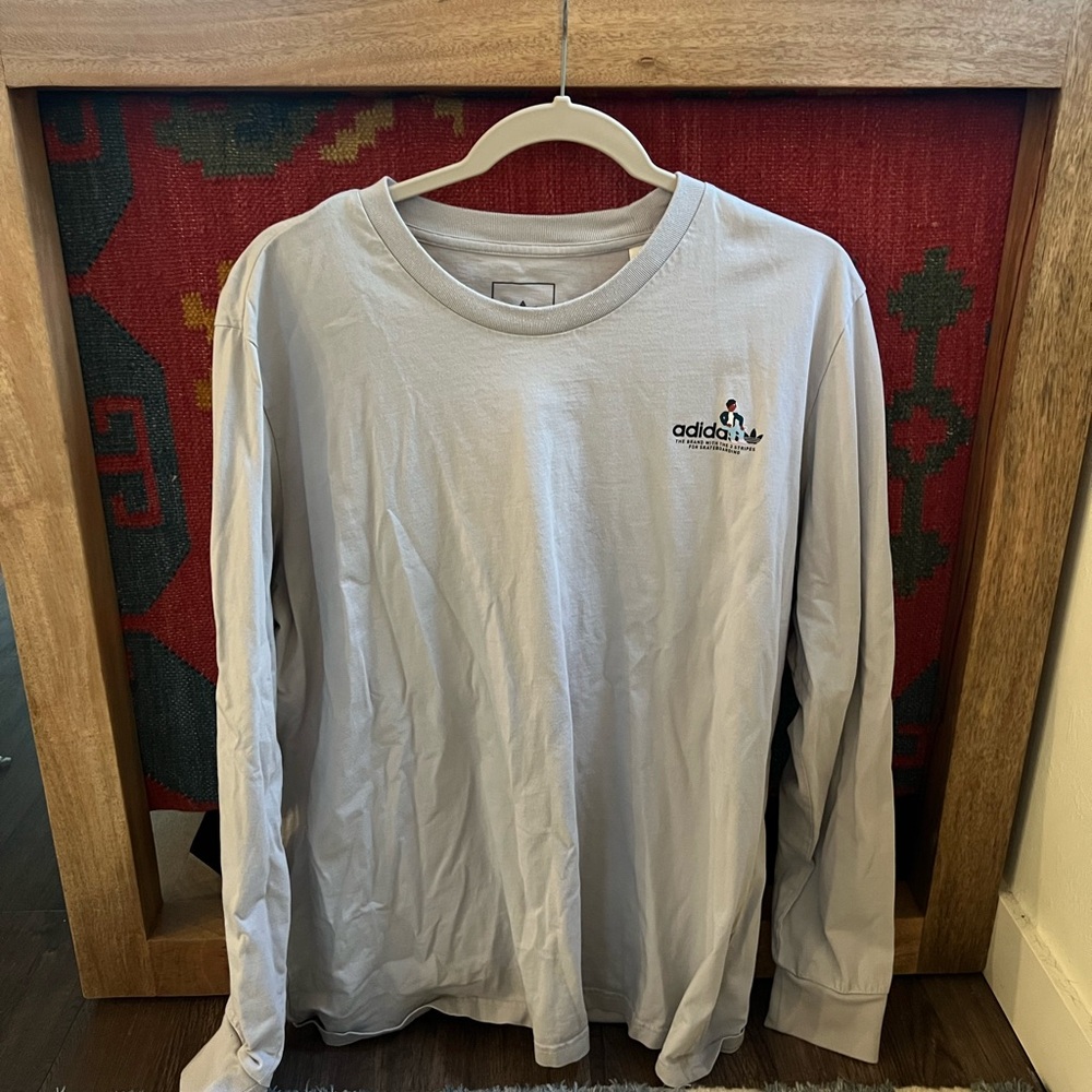 Adidas Men's Light Gray Long Sleeve Tee